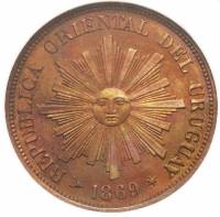 (№1869km11) Монета Уругвай 1869 год 1 Centeacute;simo